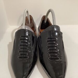 Black patent Halston loafers
